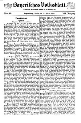 Bayerisches Volksblatt (Regensburger Morgenblatt) Dienstag 27. Februar 1855