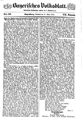 Bayerisches Volksblatt (Regensburger Morgenblatt) Mittwoch 21. März 1855