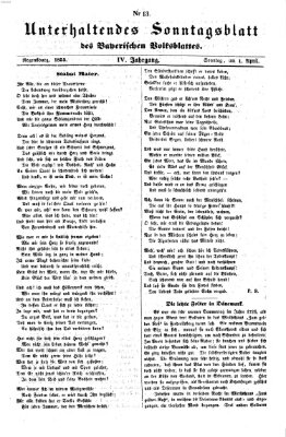 Bayerisches Volksblatt (Regensburger Morgenblatt) Sonntag 1. April 1855