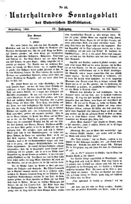 Bayerisches Volksblatt (Regensburger Morgenblatt) Sonntag 22. April 1855