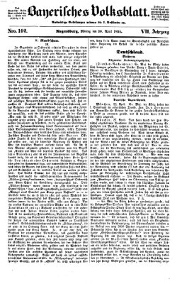 Bayerisches Volksblatt (Regensburger Morgenblatt) Montag 30. April 1855