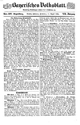 Bayerisches Volksblatt (Regensburger Morgenblatt) Samstag 11. August 1855