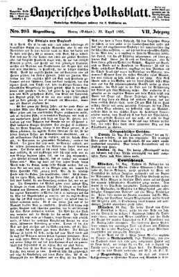 Bayerisches Volksblatt (Regensburger Morgenblatt) Montag 27. August 1855