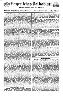 Bayerisches Volksblatt (Regensburger Morgenblatt) Montag 10. September 1855