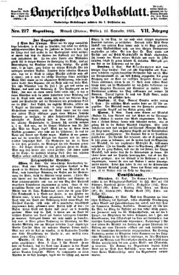 Bayerisches Volksblatt (Regensburger Morgenblatt) Mittwoch 12. September 1855