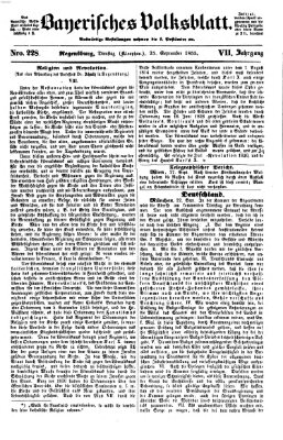 Bayerisches Volksblatt (Regensburger Morgenblatt) Dienstag 25. September 1855