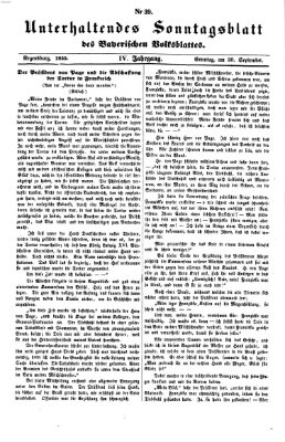 Bayerisches Volksblatt (Regensburger Morgenblatt) Sonntag 30. September 1855