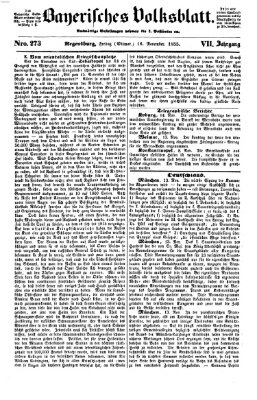 Bayerisches Volksblatt (Regensburger Morgenblatt) Freitag 16. November 1855