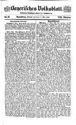 Bayerisches Volksblatt (Regensburger Morgenblatt) Mittwoch 5. März 1856