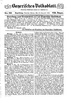 Bayerisches Volksblatt (Regensburger Morgenblatt) Donnerstag 18. September 1856