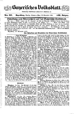 Bayerisches Volksblatt (Regensburger Morgenblatt) Samstag 27. September 1856