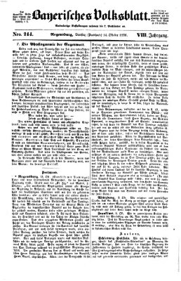 Bayerisches Volksblatt (Regensburger Morgenblatt) Dienstag 14. Oktober 1856