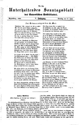 Bayerisches Volksblatt (Regensburger Morgenblatt) Sonntag 15. Juni 1856