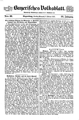 Bayerisches Volksblatt (Regensburger Morgenblatt) Samstag 7. Februar 1857
