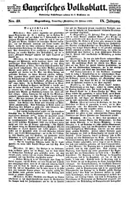 Bayerisches Volksblatt (Regensburger Morgenblatt) Donnerstag 26. Februar 1857