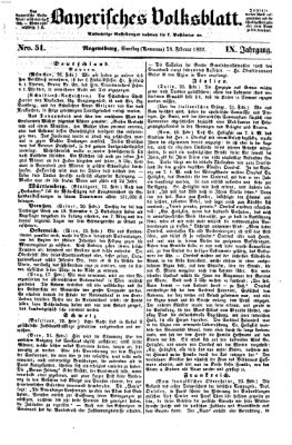 Bayerisches Volksblatt (Regensburger Morgenblatt) Samstag 28. Februar 1857