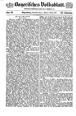 Bayerisches Volksblatt (Regensburger Morgenblatt) Donnerstag 2. April 1857