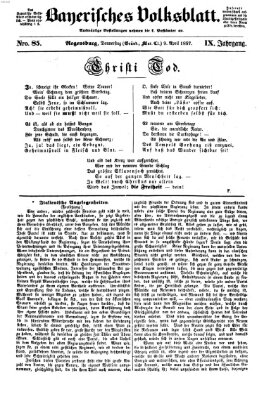 Bayerisches Volksblatt (Regensburger Morgenblatt) Donnerstag 9. April 1857