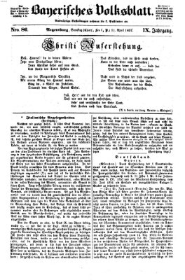 Bayerisches Volksblatt (Regensburger Morgenblatt) Samstag 11. April 1857