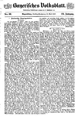 Bayerisches Volksblatt (Regensburger Morgenblatt) Samstag 18. April 1857