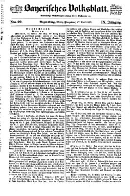 Bayerisches Volksblatt (Regensburger Morgenblatt) Montag 27. April 1857