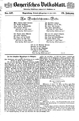 Bayerisches Volksblatt (Regensburger Morgenblatt) Mittwoch 10. Juni 1857