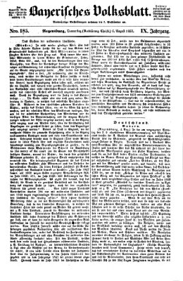 Bayerisches Volksblatt (Regensburger Morgenblatt) Donnerstag 6. August 1857