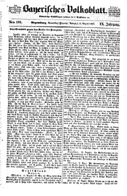 Bayerisches Volksblatt (Regensburger Morgenblatt) Donnerstag 13. August 1857