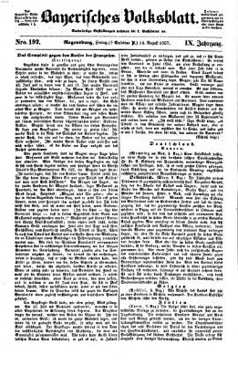 Bayerisches Volksblatt (Regensburger Morgenblatt) Freitag 14. August 1857