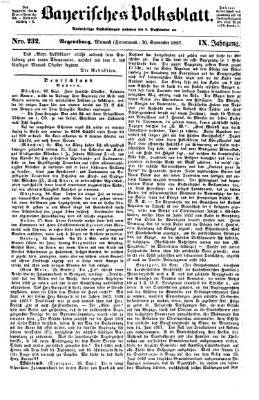 Bayerisches Volksblatt (Regensburger Morgenblatt) Mittwoch 30. September 1857