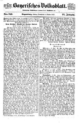 Bayerisches Volksblatt (Regensburger Morgenblatt) Freitag 9. Oktober 1857