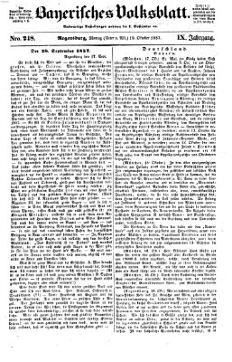 Bayerisches Volksblatt (Regensburger Morgenblatt) Montag 19. Oktober 1857