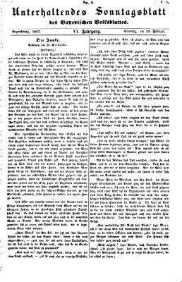 Bayerisches Volksblatt (Regensburger Morgenblatt) Sonntag 22. Februar 1857