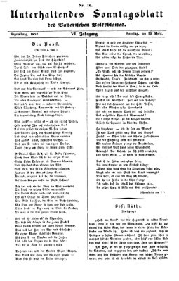 Bayerisches Volksblatt (Regensburger Morgenblatt) Sonntag 19. April 1857