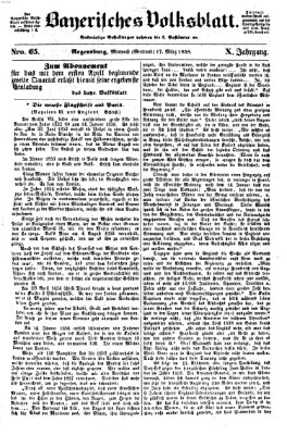 Bayerisches Volksblatt (Regensburger Morgenblatt) Mittwoch 17. März 1858