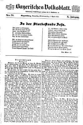 Bayerisches Volksblatt (Regensburger Morgenblatt) Donnerstag 1. April 1858