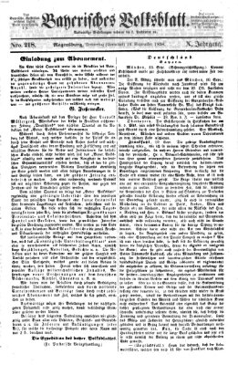 Bayerisches Volksblatt (Regensburger Morgenblatt) Donnerstag 16. September 1858