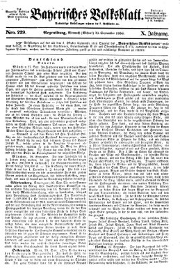 Bayerisches Volksblatt (Regensburger Morgenblatt) Mittwoch 29. September 1858