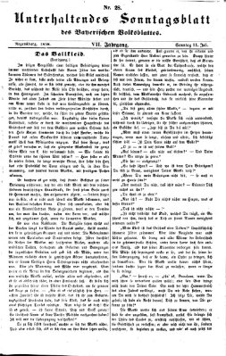 Bayerisches Volksblatt (Regensburger Morgenblatt) Sonntag 11. Juli 1858