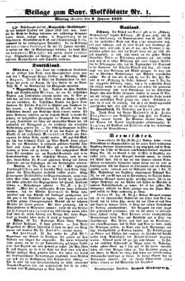 Bayerisches Volksblatt (Regensburger Morgenblatt) Montag 3. Januar 1859