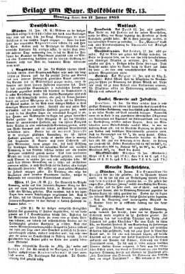 Bayerisches Volksblatt (Regensburger Morgenblatt) Montag 17. Januar 1859