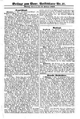 Bayerisches Volksblatt (Regensburger Morgenblatt) Montag 14. Februar 1859