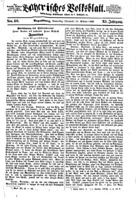 Bayerisches Volksblatt (Regensburger Morgenblatt) Donnerstag 17. Februar 1859