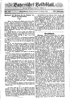 Bayerisches Volksblatt (Regensburger Morgenblatt) Samstag 19. Februar 1859