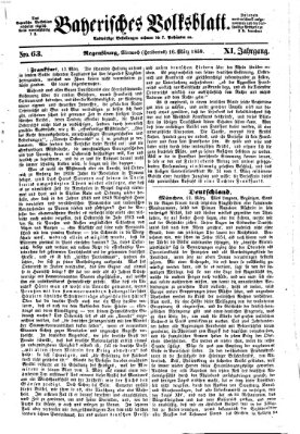 Bayerisches Volksblatt (Regensburger Morgenblatt) Mittwoch 16. März 1859