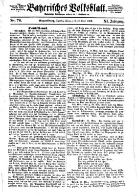 Bayerisches Volksblatt (Regensburger Morgenblatt) Samstag 2. April 1859