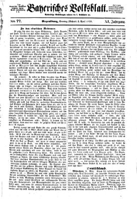 Bayerisches Volksblatt (Regensburger Morgenblatt) Sonntag 3. April 1859