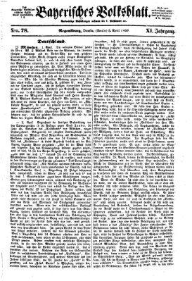 Bayerisches Volksblatt (Regensburger Morgenblatt) Dienstag 5. April 1859