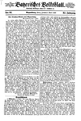 Bayerisches Volksblatt (Regensburger Morgenblatt) Freitag 8. April 1859