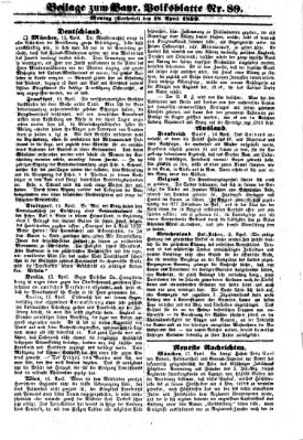 Bayerisches Volksblatt (Regensburger Morgenblatt) Monday 18. April 1859